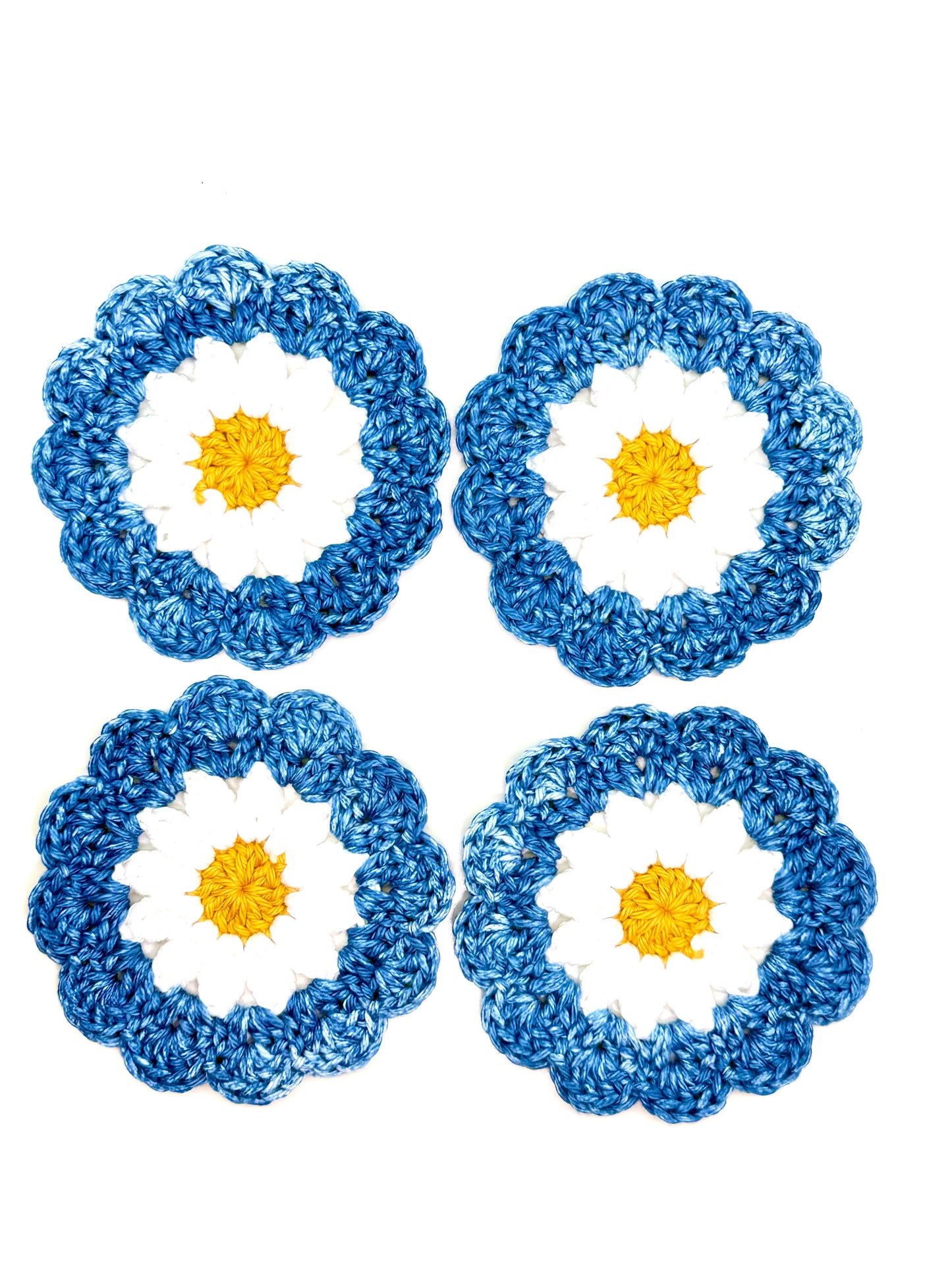 Denim Blue Daisy Coaster Set