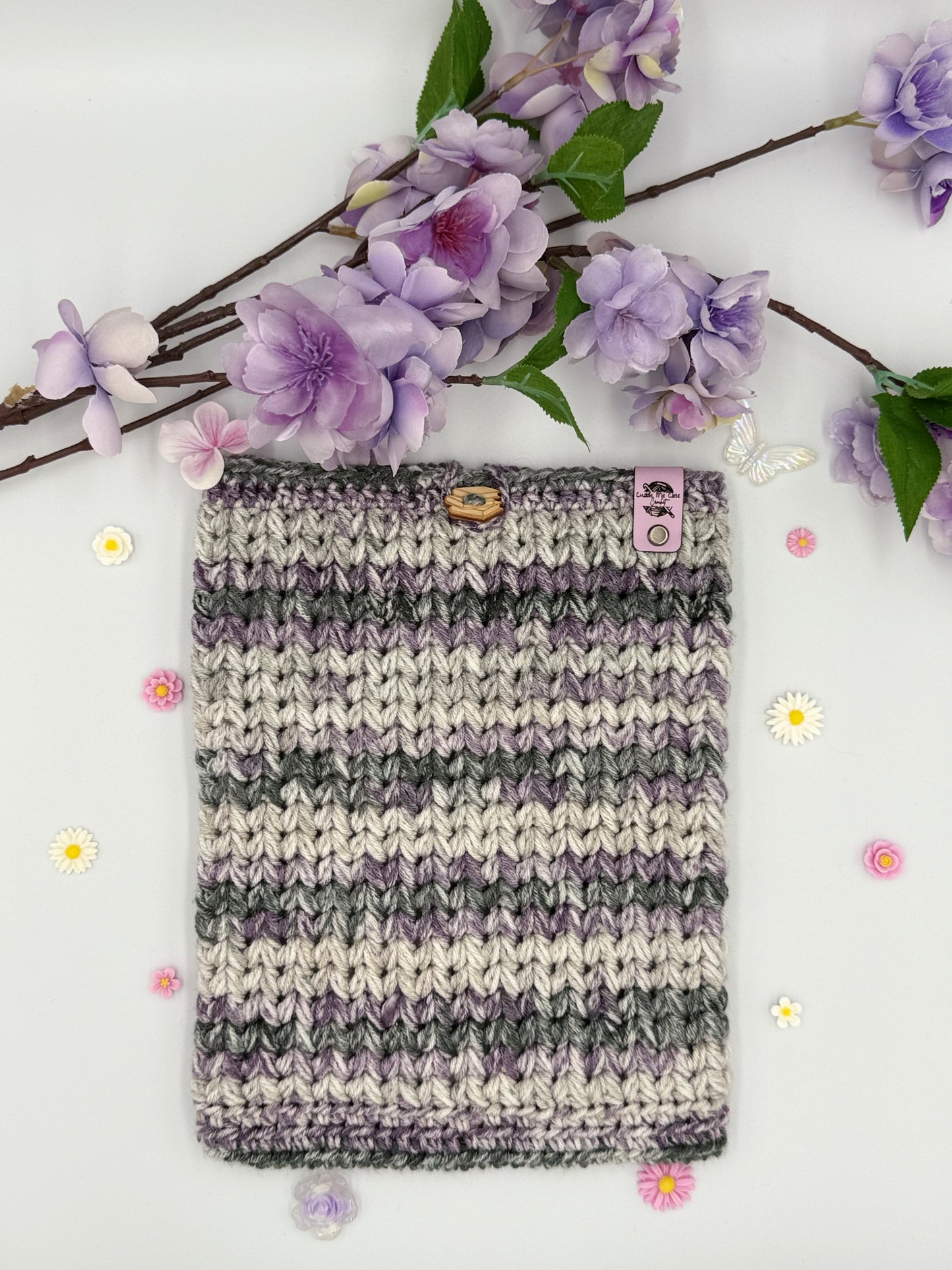 Purple & Grey Large Book Sleeve