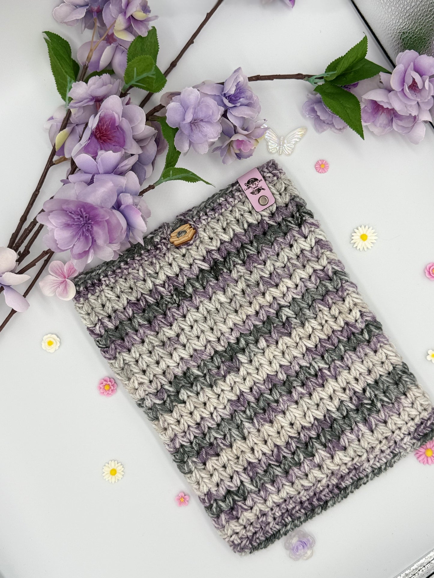 Purple & Grey Large Book Sleeve