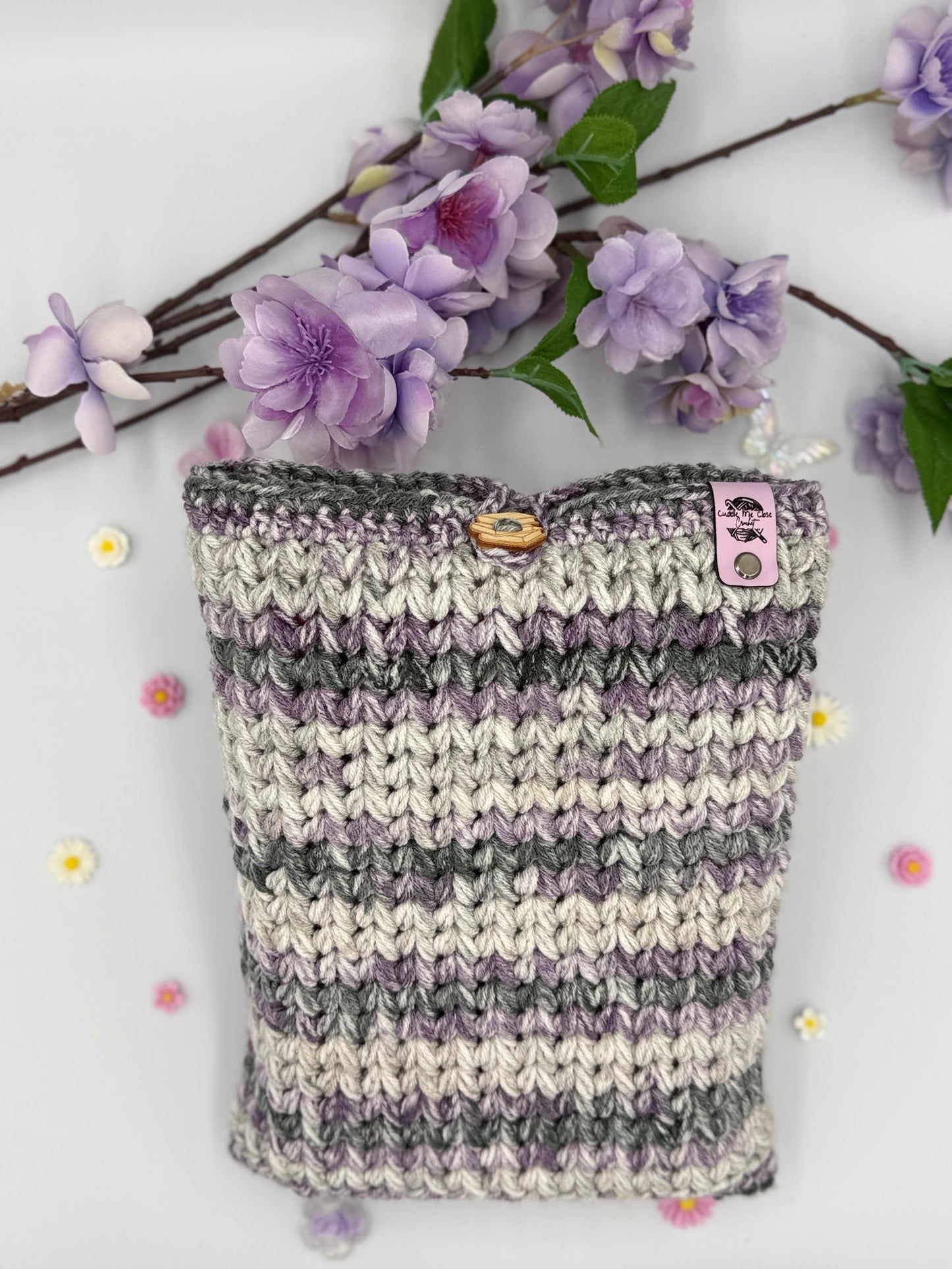 Purple & Grey Large Book Sleeve