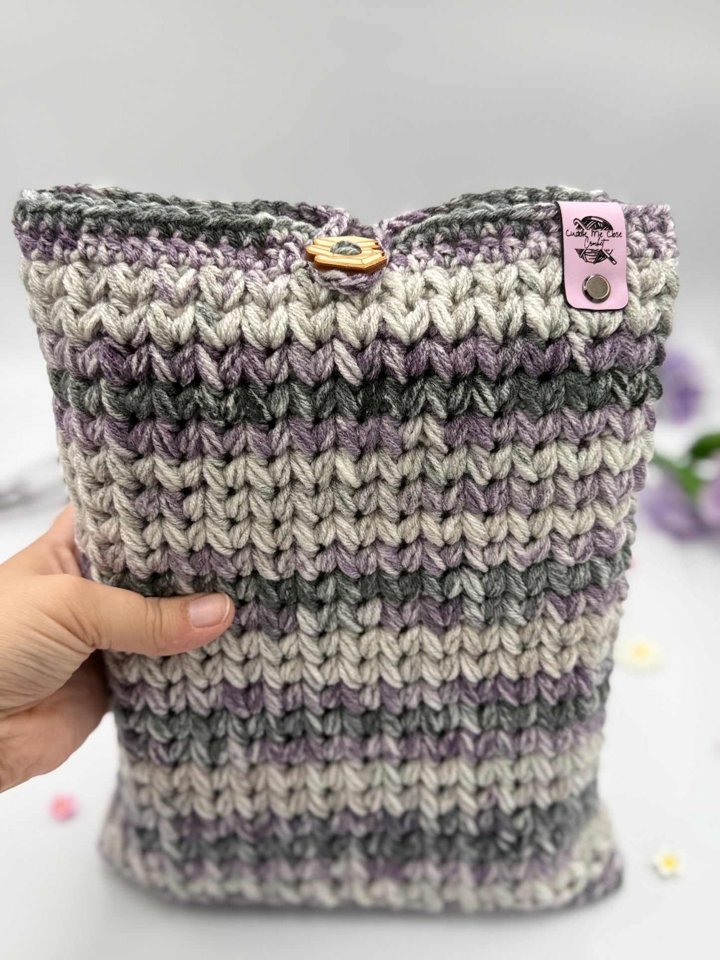 Purple & Grey Large Book Sleeve