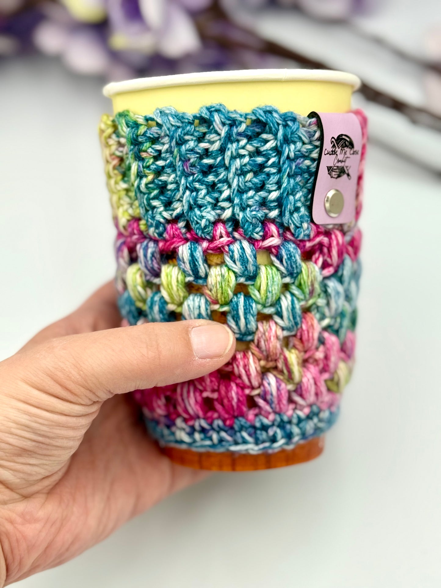 Pink, Green, and Purple Cup Cozy