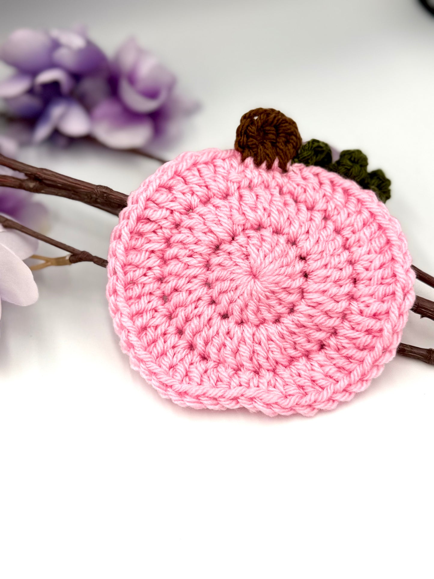 Pink Pumpkin Coaster with Vine