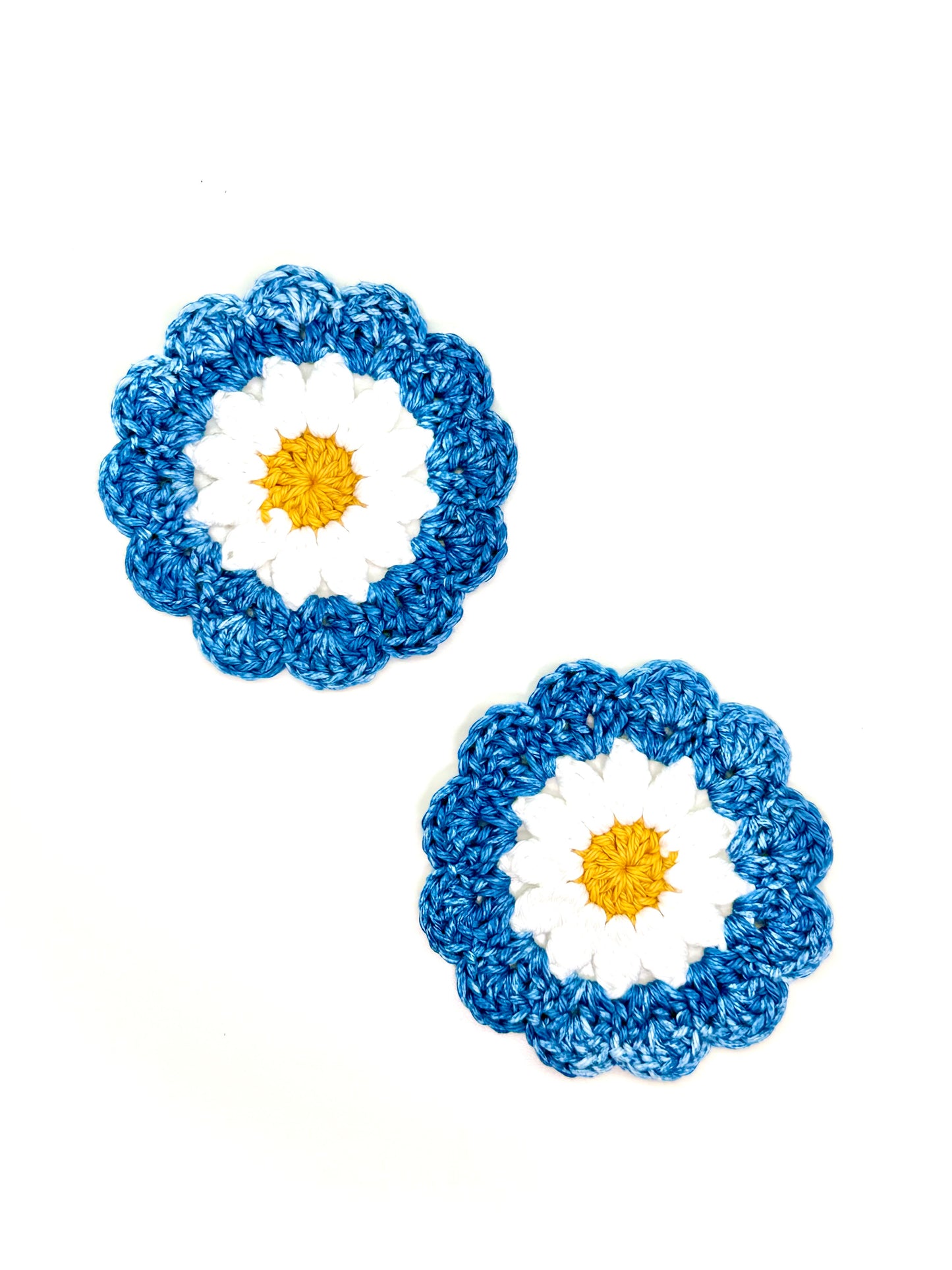 Denim Blue Daisy Coaster Set
