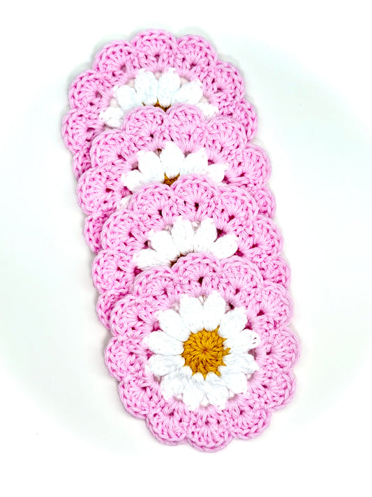 Pink Daisy Coaster Set