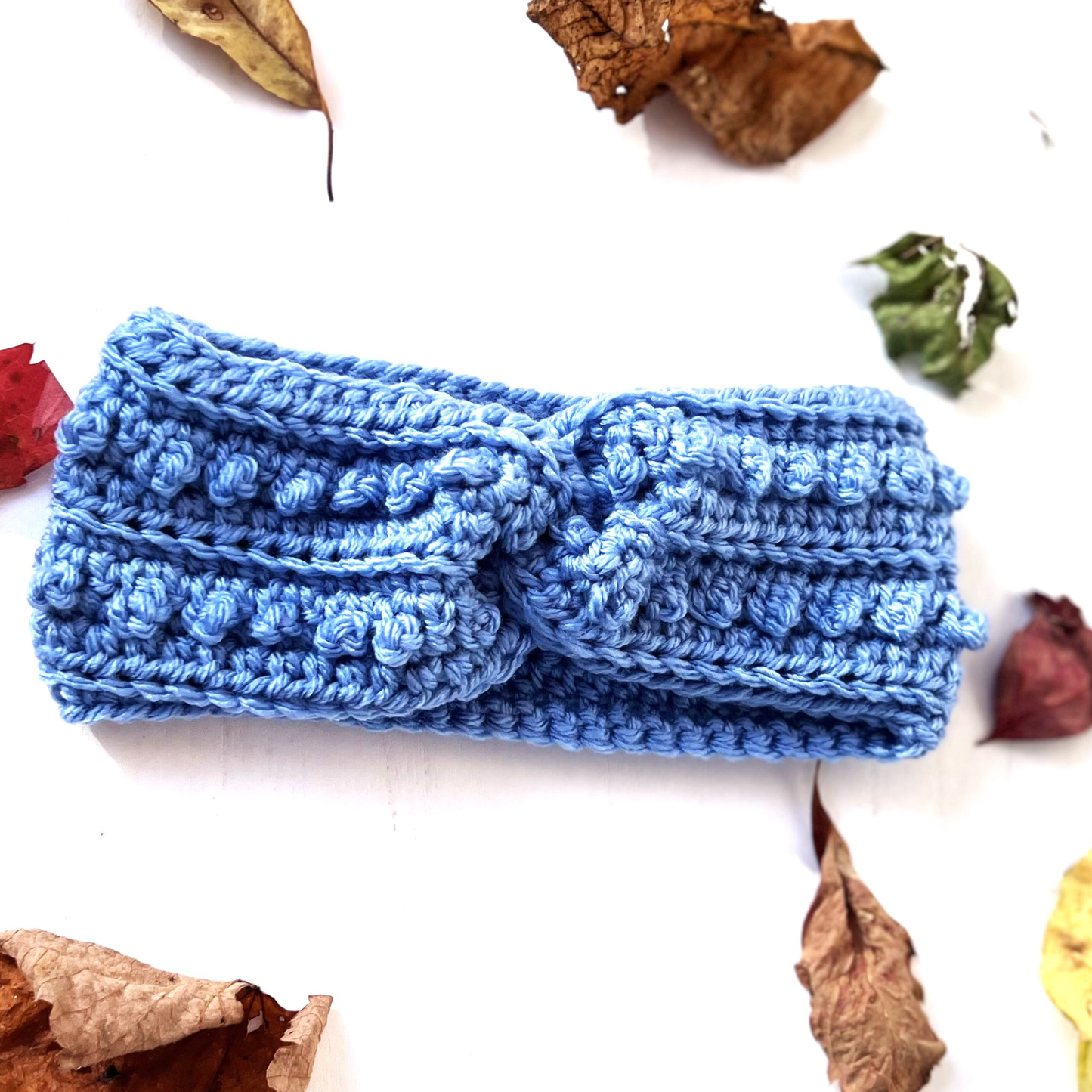 Medium Blue Adult Picot Ear Warmer