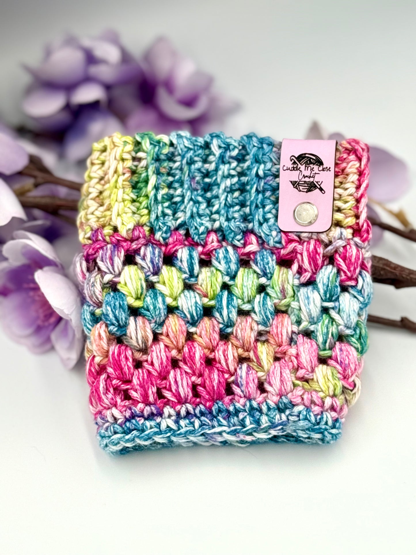Pink, Green, and Purple Cup Cozy
