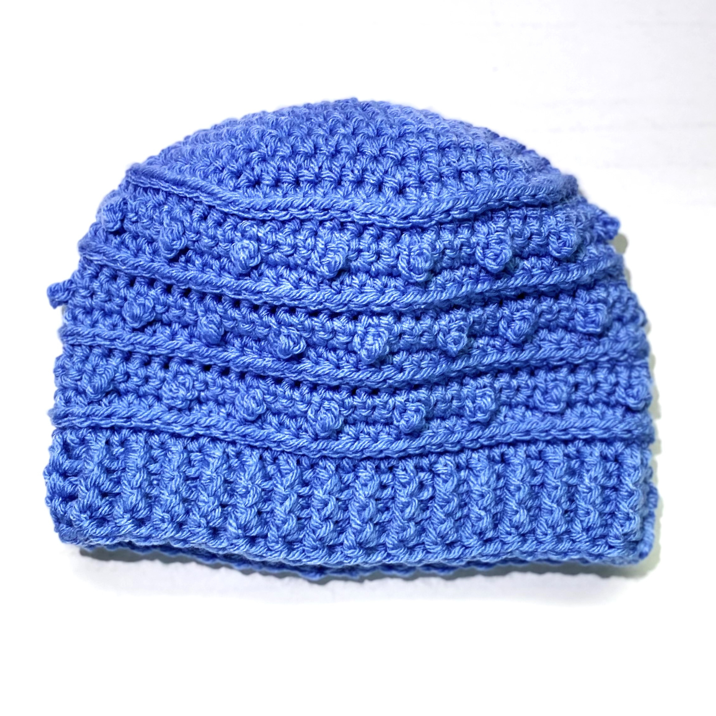 Medium Blue Adult Picot Beanie
