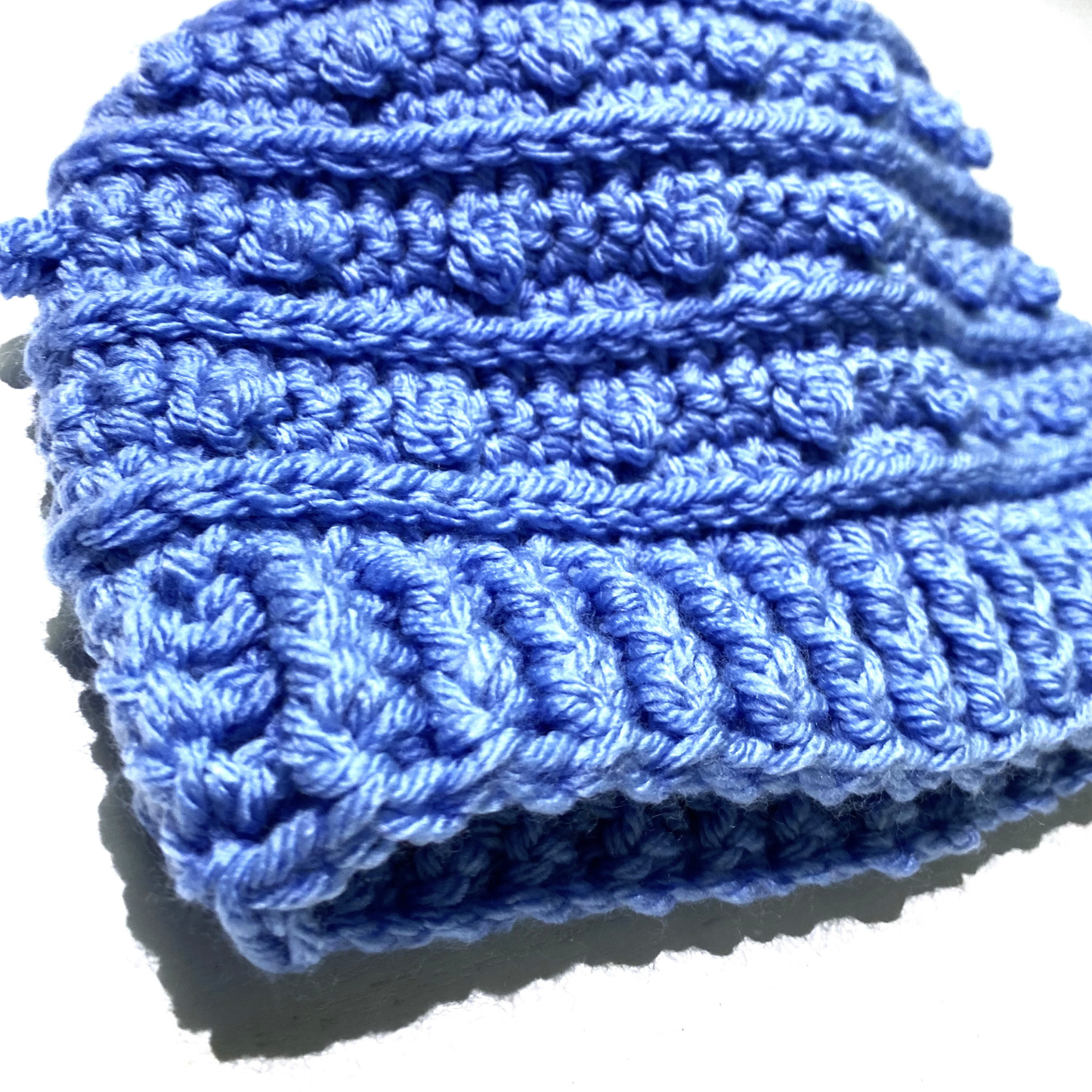 Medium Blue Adult Picot Beanie