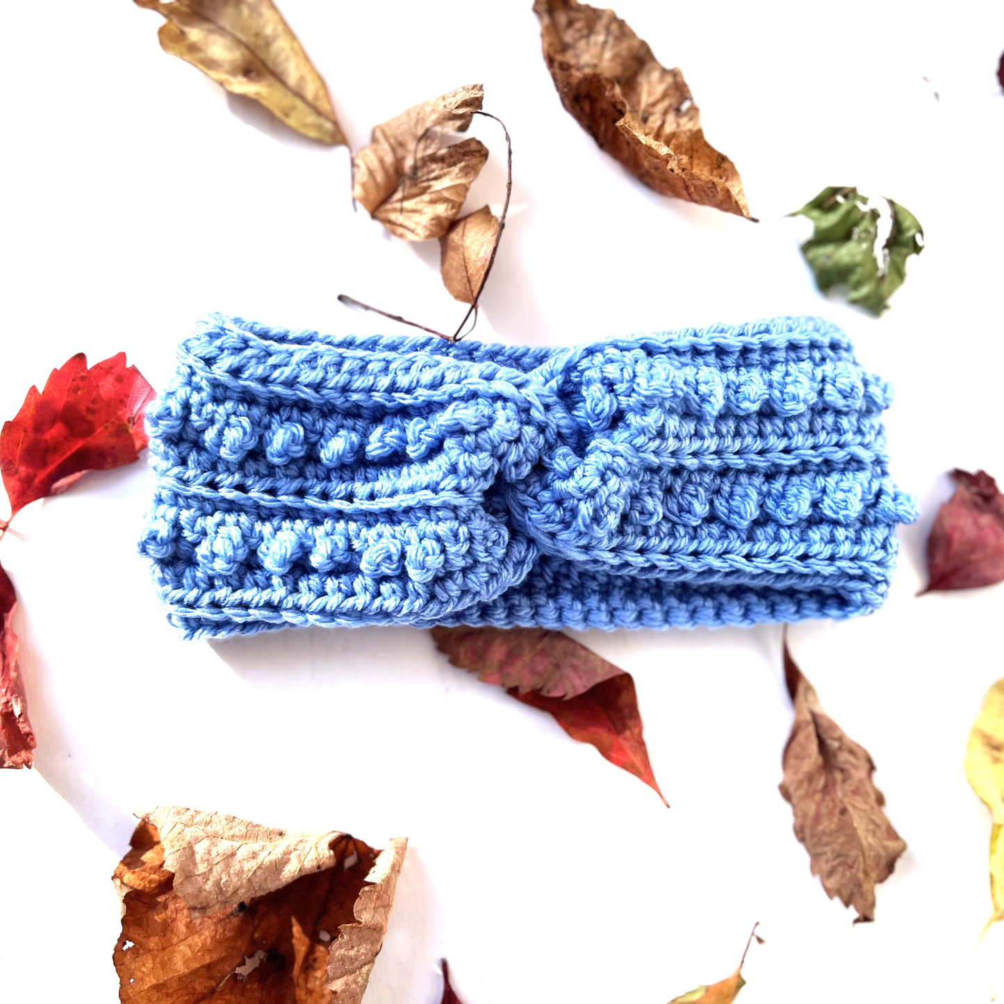 Medium Blue Adult Picot Ear Warmer