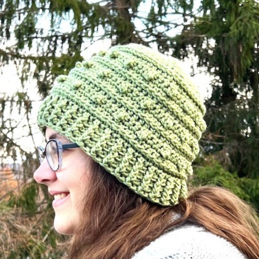 Light Sage Adult Picot Beanie