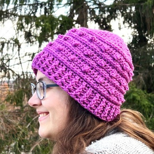 Hot Orchid Adult Picot Beanie