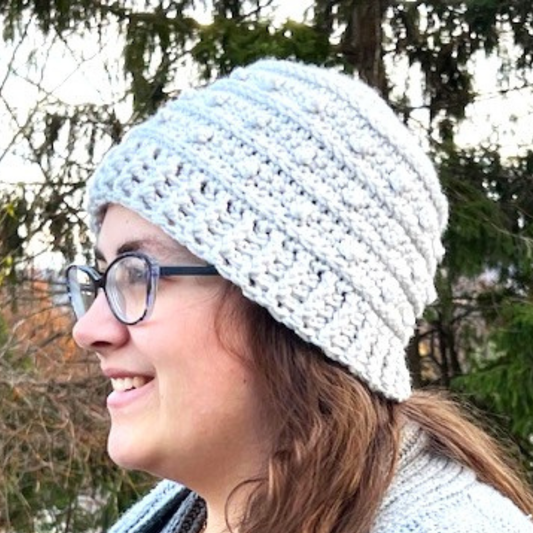 Light Gray Adult Picot Beanie